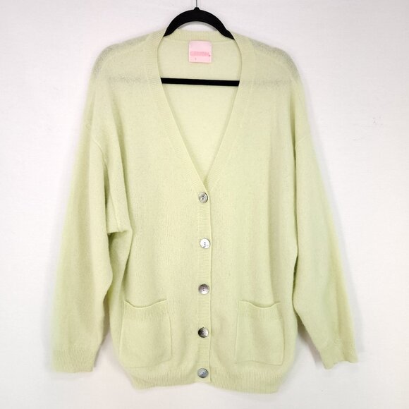 Crush Cashmere Cashmere Cardigan Size 1 Button Front Canggu Fine-Knit Pockets - Picture 2 of 14